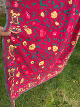 Load image into Gallery viewer, Deep Pink x Teal Large Handmade Georgette Wrap / Throw