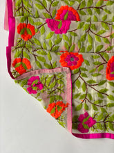 Load image into Gallery viewer, Pink x Green Mini Georgette Neck Scarf / Wrap