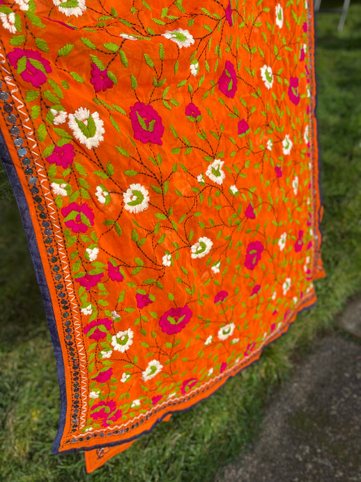 Orange x Pink Large Handmade Georgette Wrap / Throw