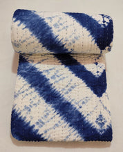 Load image into Gallery viewer, Indigo Shibori Kantha Quilt | Lightweight Cotton