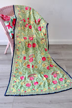 Load image into Gallery viewer, Light Green x Pink Large Handmade Georgette Wrap / Throw