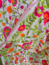 Load image into Gallery viewer, Pearl White x Green Large Handmade Chanderi Silk Wrap / Throw
