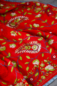 Red x Green Large Handmade Georgette Wrap / Throw