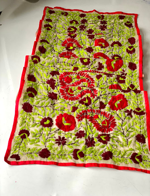 Burgundy x Green Mini Georgette Neck Scarf / Wrap