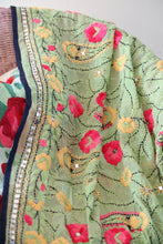Load image into Gallery viewer, Light Green x Pink Large Handmade Georgette Wrap / Throw
