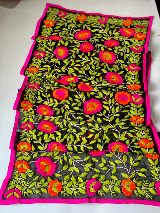 Black x Pink Mini Georgette Neck Scarf / Wrap