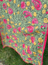 Load image into Gallery viewer, Light Green x Pink Large Handmade Georgette Wrap / Throw