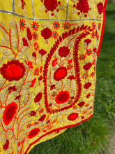 Load image into Gallery viewer, Yellow x Deep Red Large Handmade Chanderi Silk Wrap / Throw