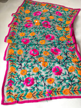 Load image into Gallery viewer, Orange x Teal Mini Georgette Neck Scarf / Wrap