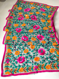 Orange x Teal Mini Georgette Neck Scarf / Wrap