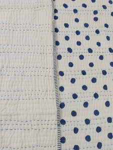 Blue Polka Dot Kantha Quilt | Lightweight Cotton