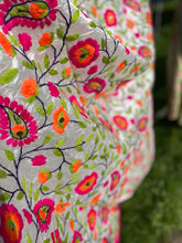 Load image into Gallery viewer, Pearl White x Green Large Handmade Chanderi Silk Wrap / Throw
