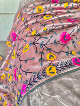 Load image into Gallery viewer, Mellow Pink x Grey Large Handmade Chanderi Silk Wrap / Throw