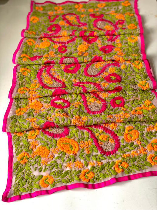 Orange x Green Mini Georgette Neck Scarf / Wrap