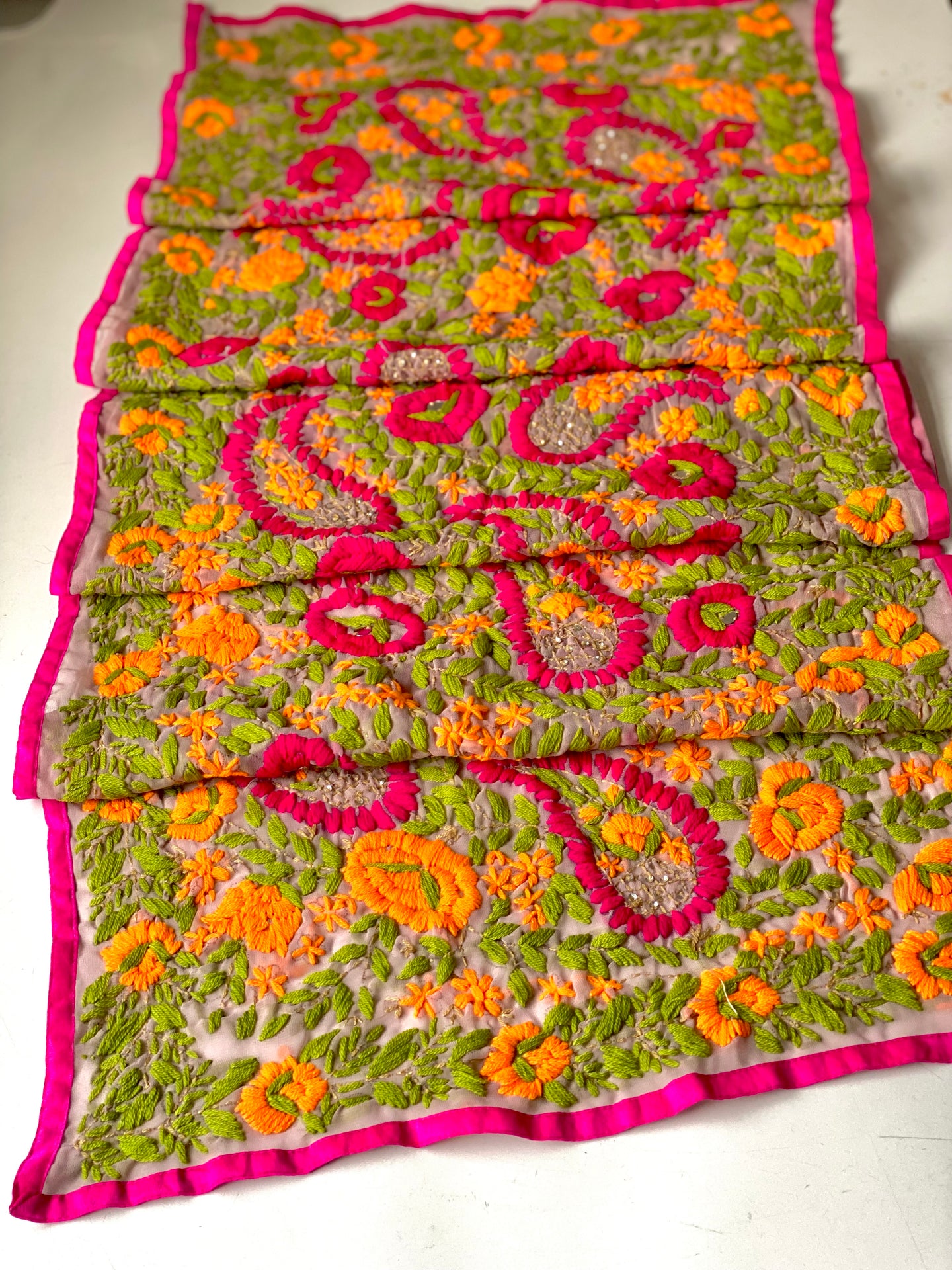 Orange x Green Mini Georgette Neck Scarf / Wrap