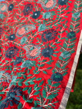 Load image into Gallery viewer, Rust Red x Grey Large Handmade Chanderi Silk Wrap / Throw