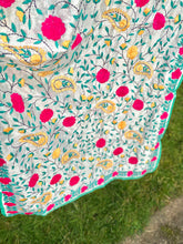 Load image into Gallery viewer, Pearl White x Teal Large Handmade Chanderi Silk Wrap / Throw