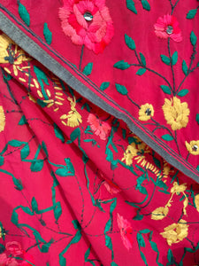 Deep Pink x Teal Large Handmade Georgette Wrap / Throw