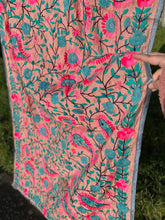 Load image into Gallery viewer, Almond x Teal Large Handmade Chanderi Silk Wrap / Throw