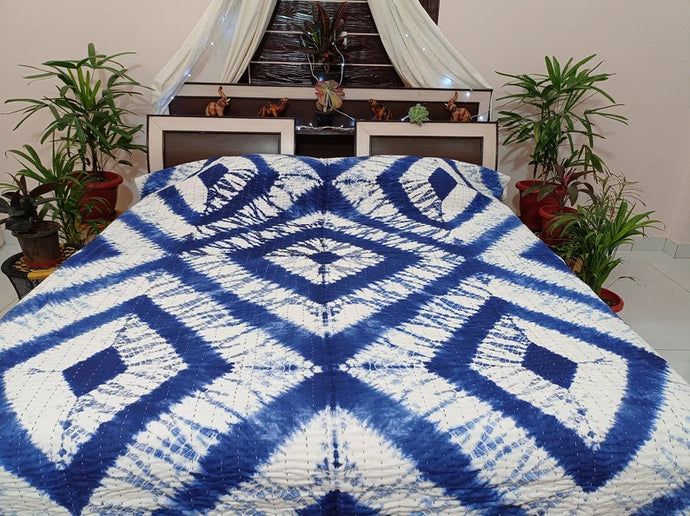 Indigo Shibori Kantha Quilt | Lightweight Cotton