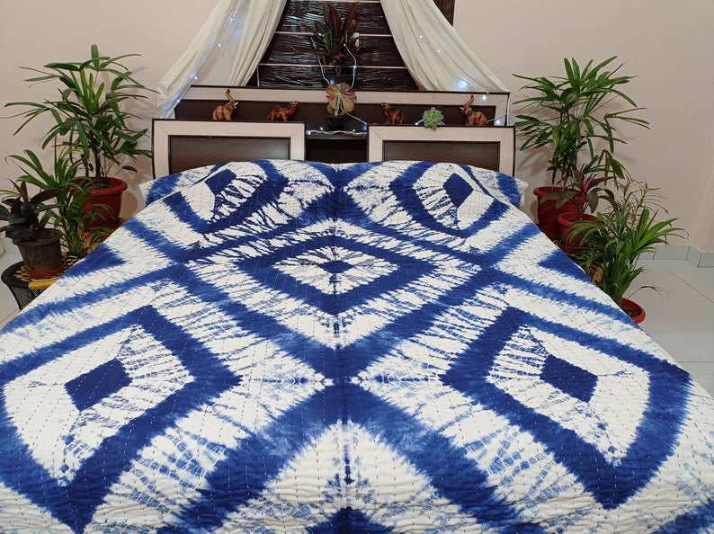 Indigo Shibori Kantha Quilt | Lightweight Cotton