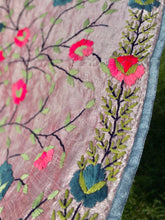 Load image into Gallery viewer, Mellow Pink x Grey Large Handmade Chanderi Silk Wrap / Throw