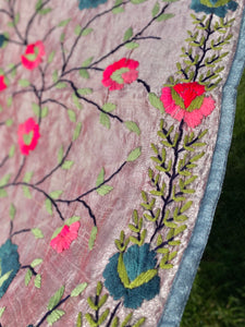 Mellow Pink x Grey Large Handmade Chanderi Silk Wrap / Throw