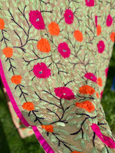 Load image into Gallery viewer, Off White Pearl x Orange Large Handmade Chanderi Silk Wrap / Throw
