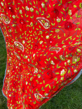 Load image into Gallery viewer, Red x Green Large Handmade Georgette Wrap / Throw