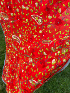 Red x Green Large Handmade Georgette Wrap / Throw