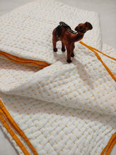 Load image into Gallery viewer, White Kantha Quilt with Yellow Edging | Lightweight Cotton
