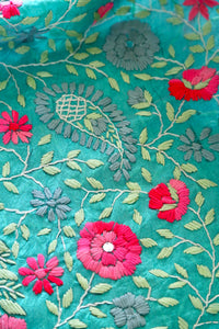 Light Teal x Aqua Large Handmade Chanderi Silk Wrap / Throw