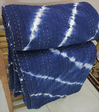 Load image into Gallery viewer, Indigo Tie &amp; Dye Kantha Quilt | Lightweight Cotton