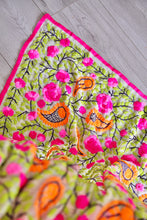 Load image into Gallery viewer, Beige x Green Large Handmade Georgette Wrap / Throw