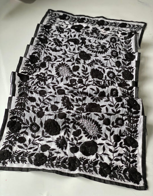 White x Black Mini Georgette Neck Scarf / Wrap