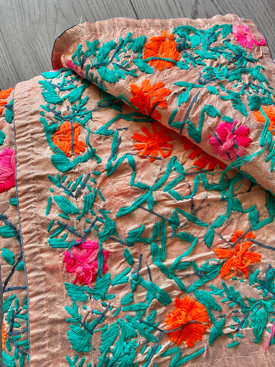 Rose Gold x Orange Large Handmade Chanderi Silk Wrap / Throw – Far East ...