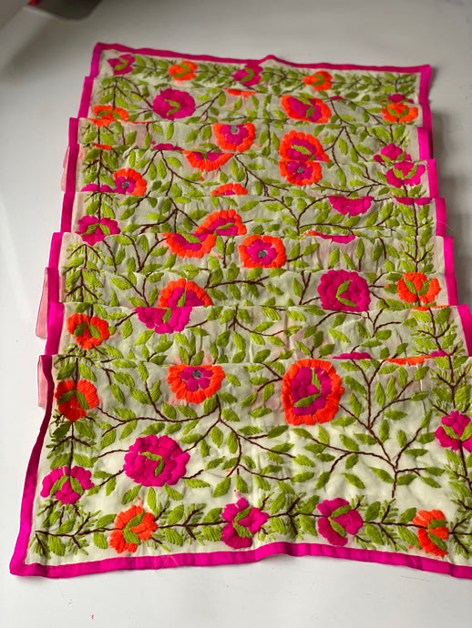 Pink x Green Mini Georgette Neck Scarf / Wrap