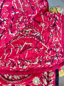 Pink x White Large Handmade Georgette Wrap / Throw