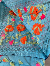 Load image into Gallery viewer, Blue x Orange Large Handmade Chanderi Silk Wrap / Throw