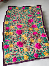 Load image into Gallery viewer, Mocha x Teal Mini Georgette Neck Scarf / Wrap