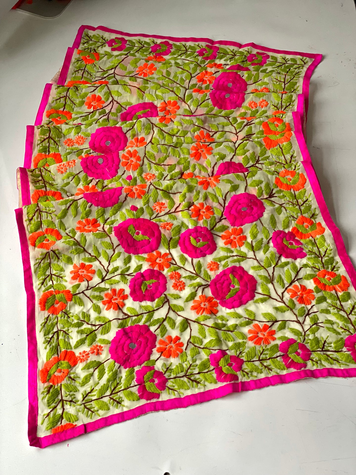 Pink x Green Mini Georgette Neck Scarf / Wrap