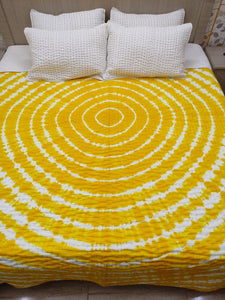Yellow Tie & Dye Kantha Quilt | Lightweight Cotton