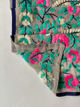 Load image into Gallery viewer, Grey x Teal Mini Georgette Neck Scarf / Wrap