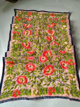 Load image into Gallery viewer, Peach x Green Mini Georgette Neck Scarf / Wrap