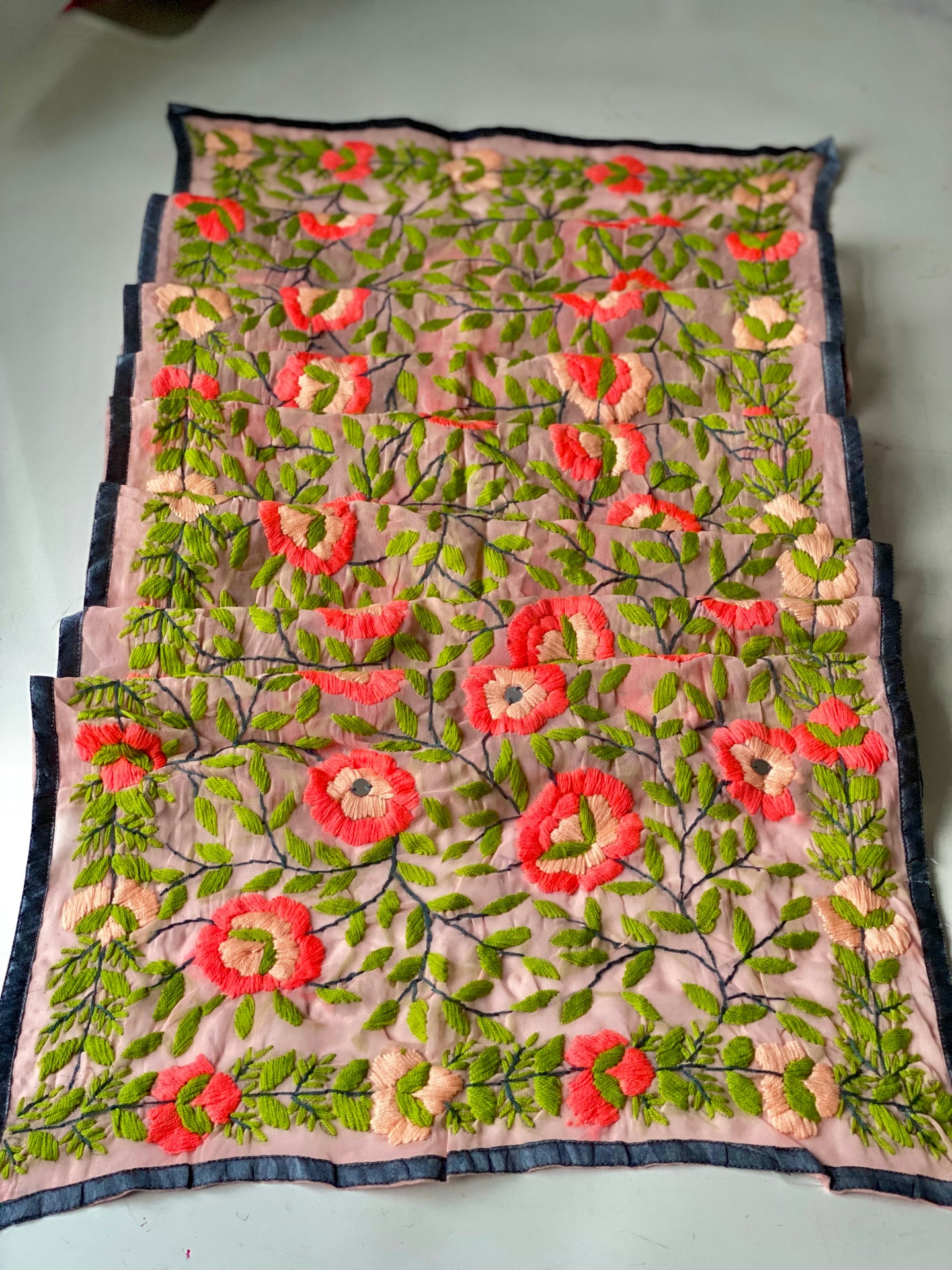 Peach x Green Mini Georgette Neck Scarf / Wrap