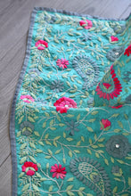 Load image into Gallery viewer, Light Teal x Aqua Large Handmade Chanderi Silk Wrap / Throw