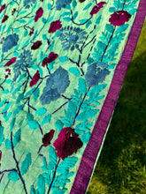 Load image into Gallery viewer, Green x Mauve Large Handmade Chanderi Silk Wrap / Throw