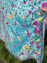 Load image into Gallery viewer, Blue x Teal Large Handmade Chanderi Silk Wrap / Throw