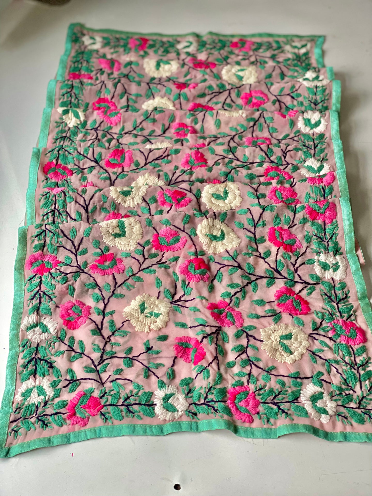 Pink x White Mini Georgette Neck Scarf / Wrap