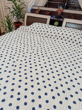 Load image into Gallery viewer, Blue Polka Dot Kantha Quilt | Lightweight Cotton